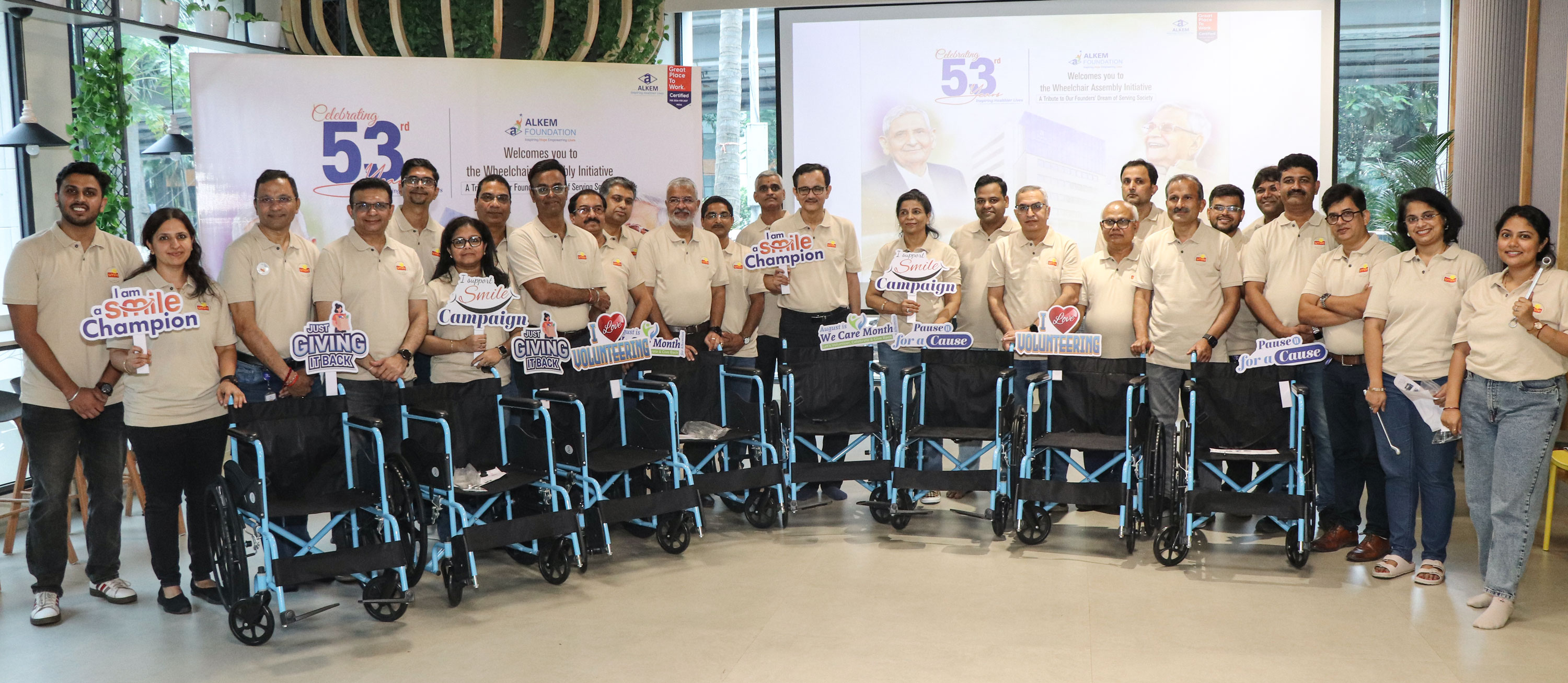 Alkem leaders come together for a wheelchair-assembling initiative for underprivileged senior citizens