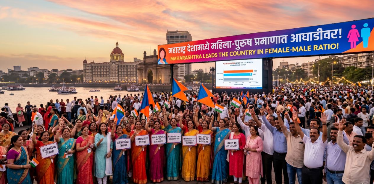 Maharashtra Tops India in Female-to-Male Ratio, Surpasses National Average