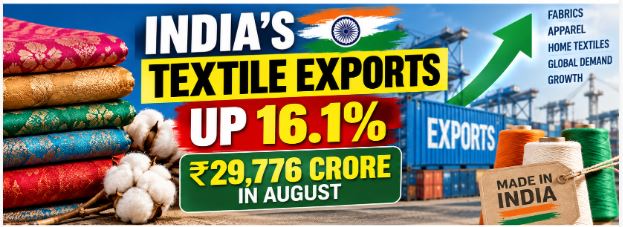 India’s Textile Exports Gain Momentum as August Shipments Rise 16.1%
