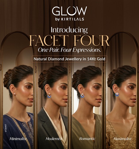 Glow by Kirtilals Unveils "FACET FOUR" One Pair of Earrings, Four Distinct Styles

