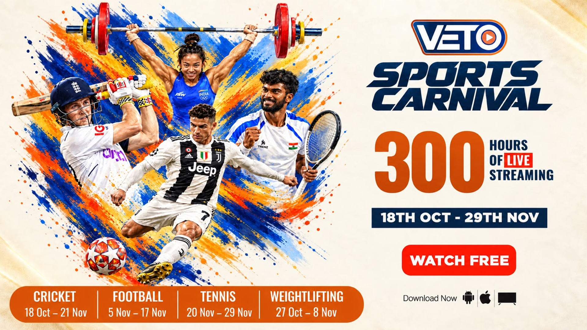 VETO Unveils VETO Sports Carnival, Brings over 300 Hours of Live Sports to Indian Audiences This Festive Season